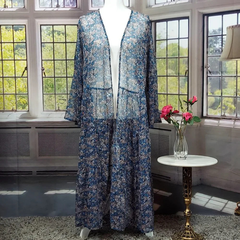 NWT SONOMA RUFFLE TIERED FLORAL DUSTER (PLUS SIZE)